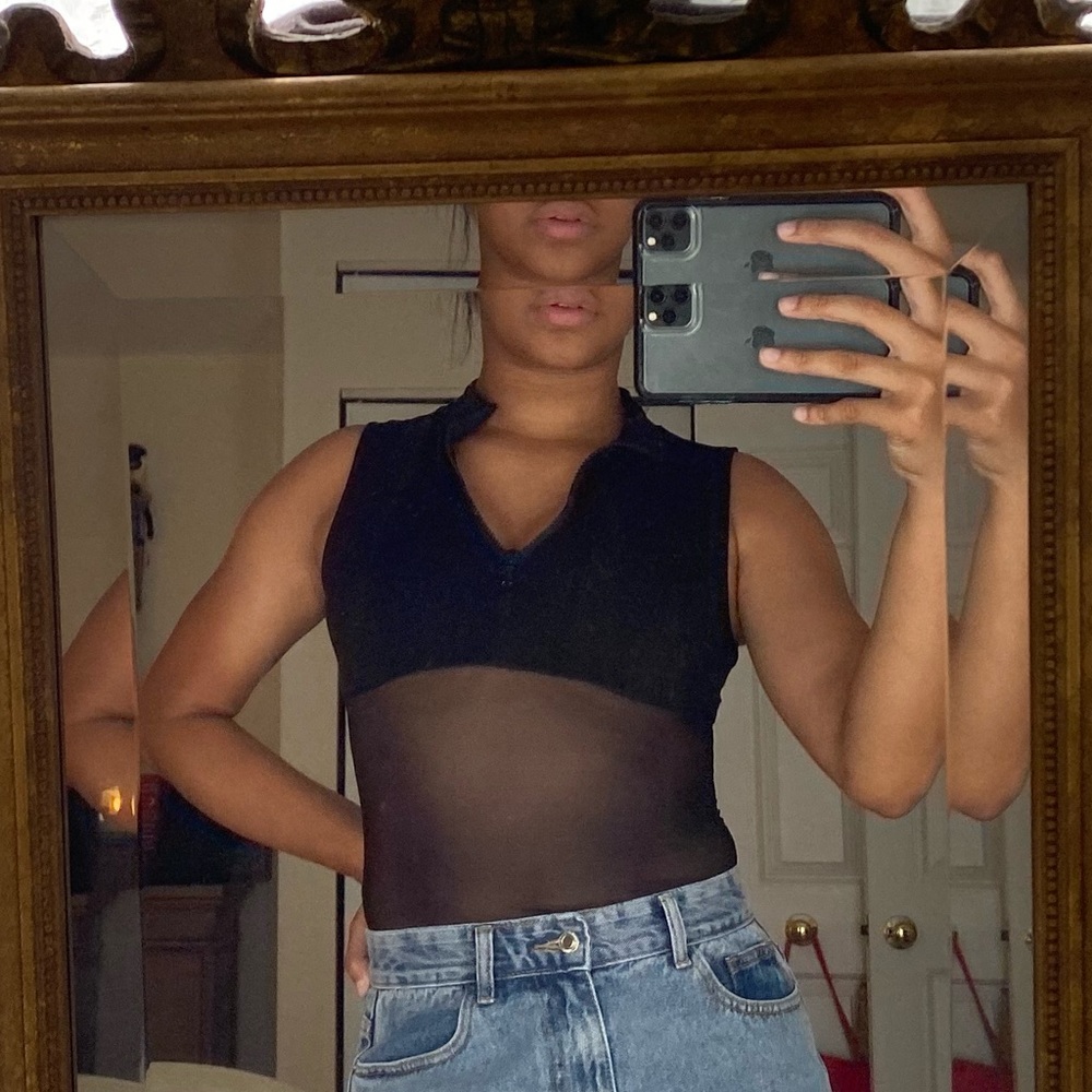 Black mesh bodysuit